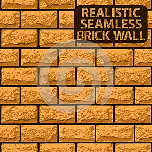 Vector realistic seamless texture of orange brick wall