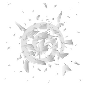 Vector realistic shards of broken glass on white background.