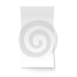 Vector realistic sheet of paper or check. Isolated page.