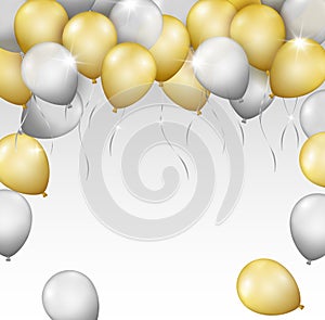Vector realistic shiny flying balloons border or frame for your