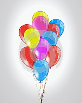 Vector realistic shiny multicolored balloons isolated on a light background.