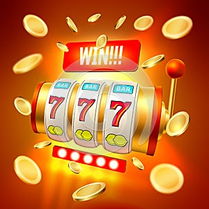 Vector realistic slot machine casino jackpot