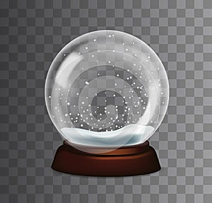 Vector realistic snow globe illustration isolated on dark background