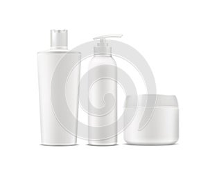 Vector realistic spa cream tube dry shampoo bottle