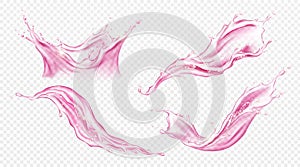 Vector realistic splash of juice or pink water