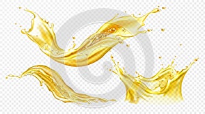 Vector realistic splash of juice or yellow water
