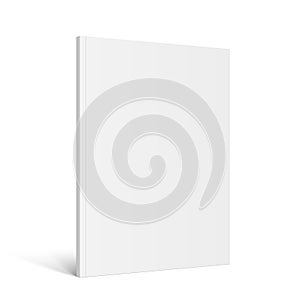 Vector realistic standing 3d magazine mockup with white blank cover