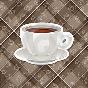 Vector realistic sticker icon with cup of coffee