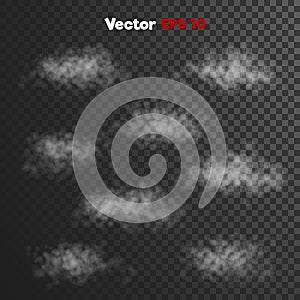 Vector realistic storm thick clouds of steam, vapour misty fog