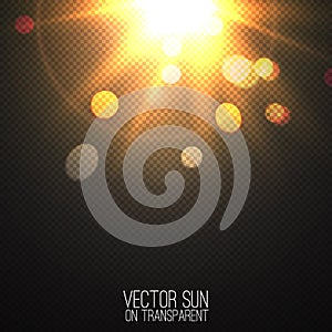 Vector realistic sun on transparent .