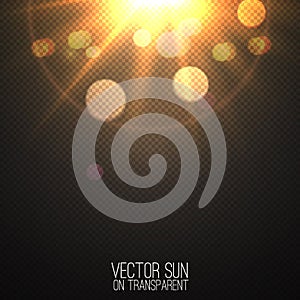 Vector realistic sun on transparent .