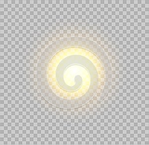 Vector realistic sun on transparent background. luminous object