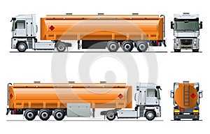 Vector realistic tanker truck template isolated