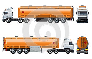 Vector realistic tanker truck template isolated on white