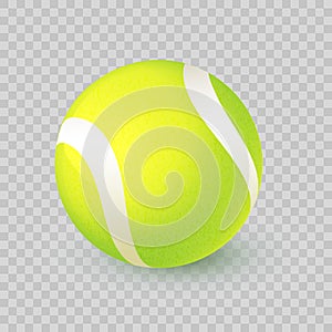 Vector realistic tennis ball closeup isolated on transparent background