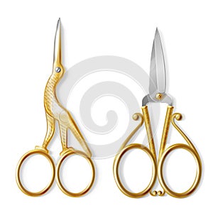 Vector realistic two pairs of nail scissors