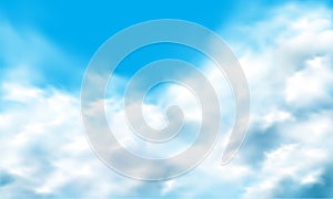 Vector of realistic white cloud on blue sky background