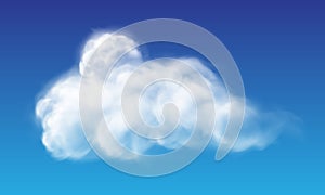 Vector of realistic white cloud on blue sky background