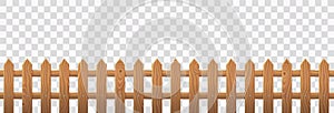 Vector realistic wooden picket fence