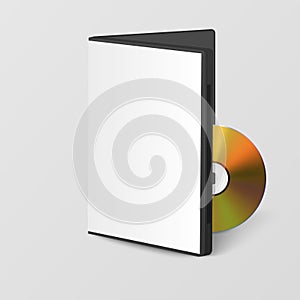 Vector Realistic Yellow CD, DVD with Plastic Rectangular Cover, Envelope, Case Closeup Isolated on White Background. CD