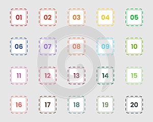 Vector Rectangular Points Numbers From One To Twenty