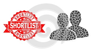 Grunge Shortlist Seal Stamp and Recursive Users Icon Collage photo