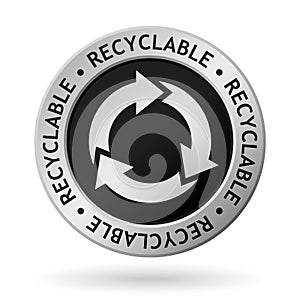 vector recyclable shine silver medal