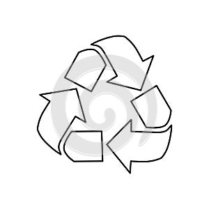 Vector Recycle icon, symbol or emblem isolated on white background. Reduce, reuse, recycle sign with for ecological zero waste