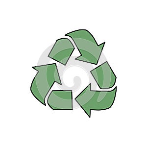 Vector Recycle icon, symbol or emblem isolated on white background. Reduce, reuse, recycle sign with for ecological zero waste