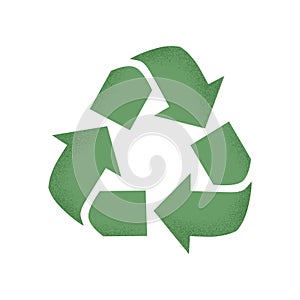 Vector Recycle icon, symbol or emblem isolated on white background. Reduce, reuse, recycle sign with trendy grain shadow