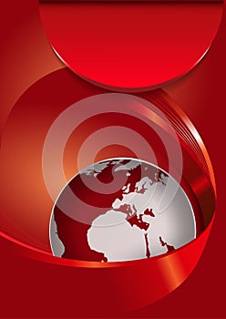 Vector red abstract brochure background with 3D globe