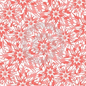 Vector red abstract snowflake stars overlapped texture seamless background. Suitable for textile, gift wrap and wallpaper