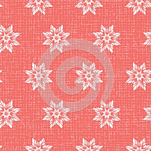 Vector red abstract snowflake stars seamless background 05. Suitable for textile, gift wrap and wallpaper.