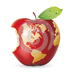 Vector red apple earth