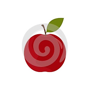 Vector red apple icon with leaf