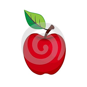 Vector Red Apple with Leaf icon on white background