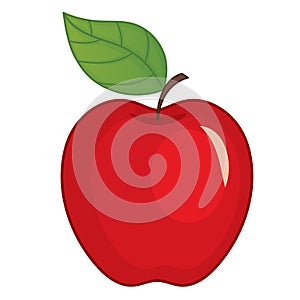 Vector Red Apple with Leaf