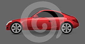 Vector red automobile coupe profile side view. Luxury modern sedan transport auto car. Side view car design illustration