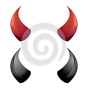 Vector Red and black devil horns isolated
