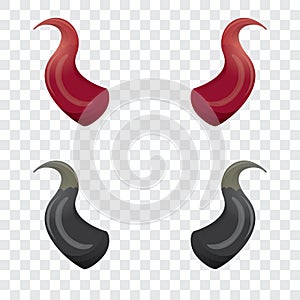 Vector Red and black devil horns isolated