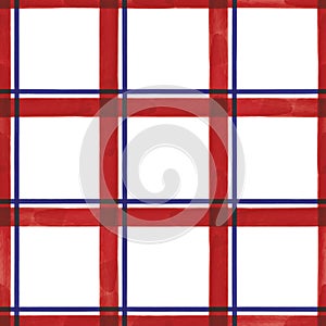 Vector red blue grid check seamless pattern