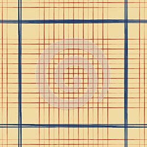 Vector red blue grid check yellow seamless pattern