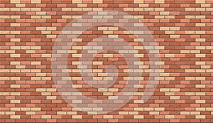 Vector red brick wall pattern horizontal background. Flat orange wall texture. Red textured brickwork for print design