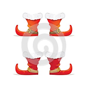 Vector red cartoon christmas elf shoes collection icon isolated on transparent background. vector funky red cartoon