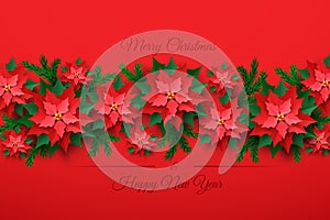 Vector Red Christmas Poinsettia Flower