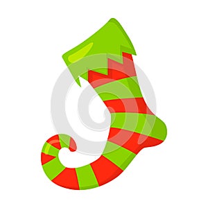 Vector of red Christmas stocking isolated on white. Cartoon style. Cute funny icon. illustration.