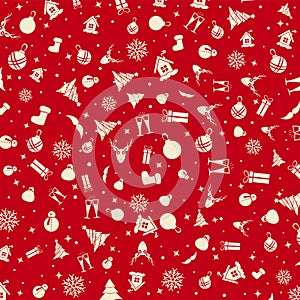 Vector - Red Christmas wrapping paper. Christmas card. Happy New Year card