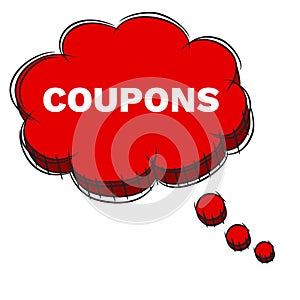 Vector of Red 3D Speech Bubble Text COUPONS. EPS8 . photo