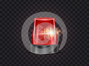 Vector red emergency flashing beacon with siren