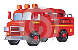 Vector Red Fire Engine on White background